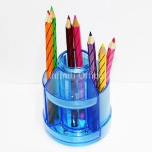 Clear Plastic Multi-use Semi-circular Rotating Pen Holder Container Desk Organizer